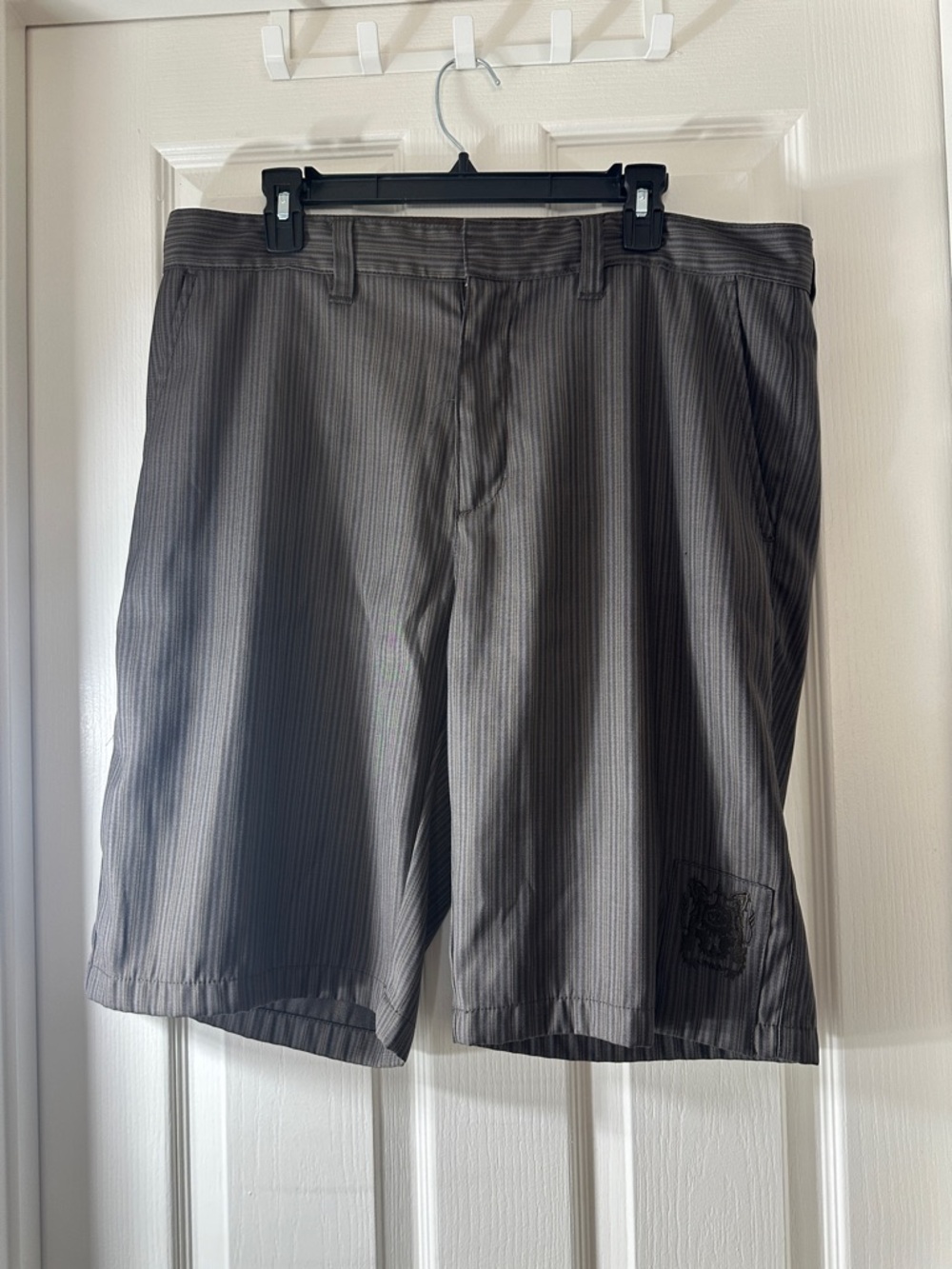 RVCA Men's Gray Pinstripe Flat-Front Shorts